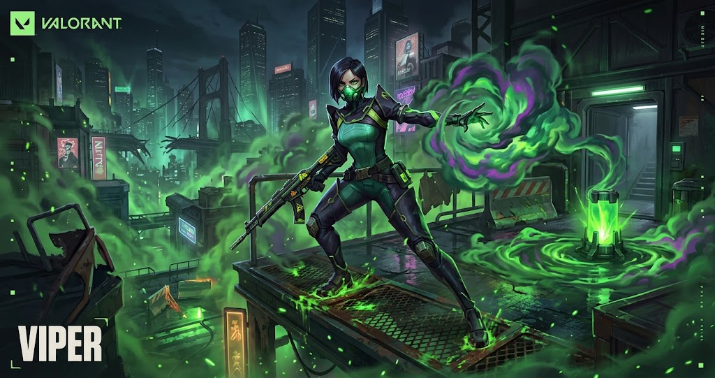 Viper VALORANT Guide Abilities, Tips and Strategies Viper VALORANT agent using toxic abilities to control a competitive match