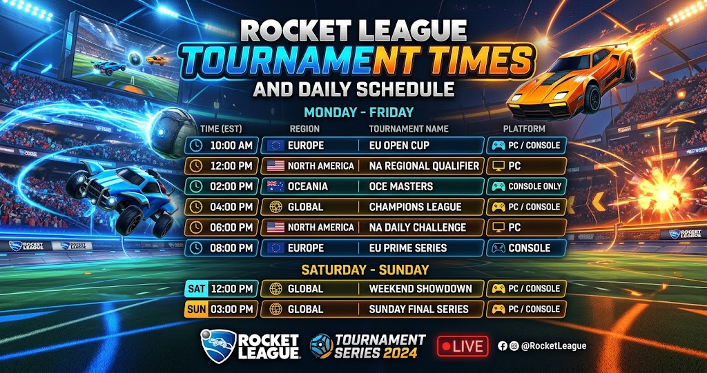 Rocket League Tournament Times and Daily Schedule