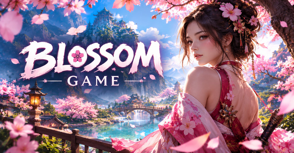 Blossom game showing a flower-shaped letter board for creating words and solving a daily vocabulary puzzle.