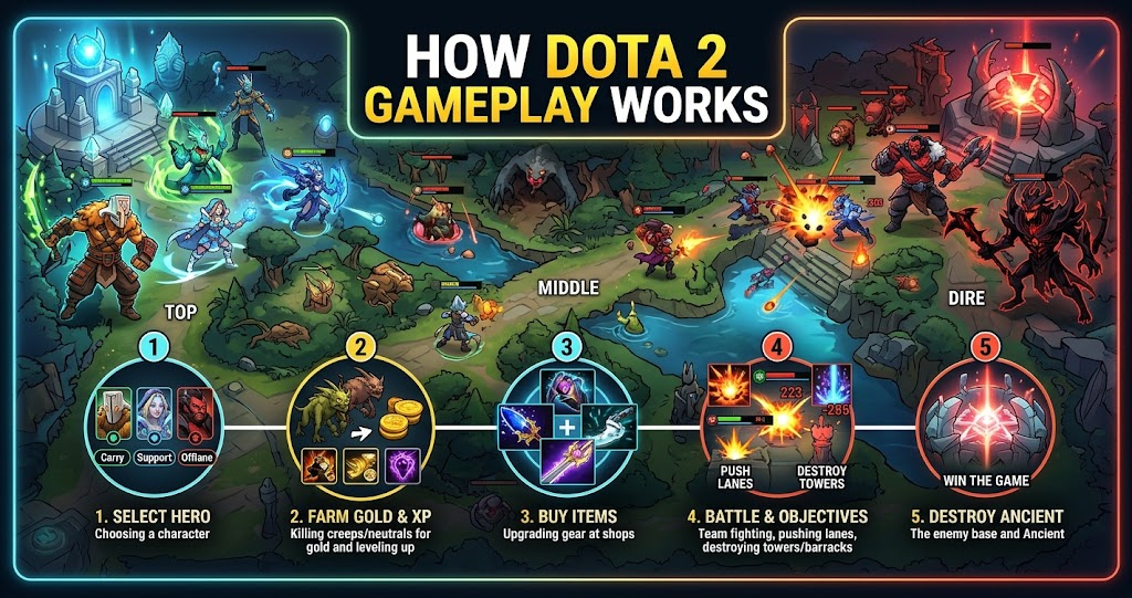 How Dota 2 Gameplay Works