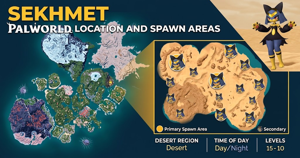 Sekhmet Palworld Location and Spawn Areas
