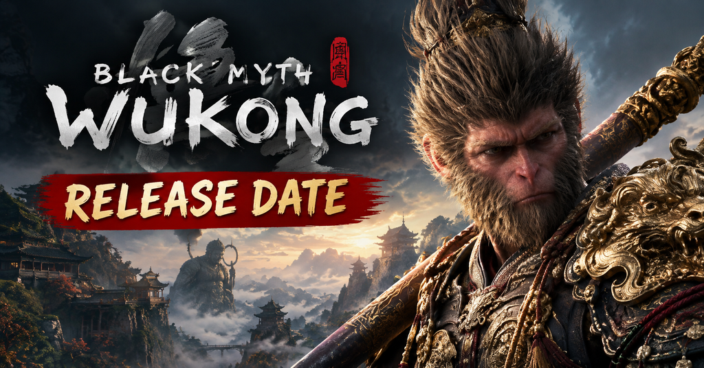 Black Myth Wukong release date guide featuring the Destined One with his staff in a mythical setting.